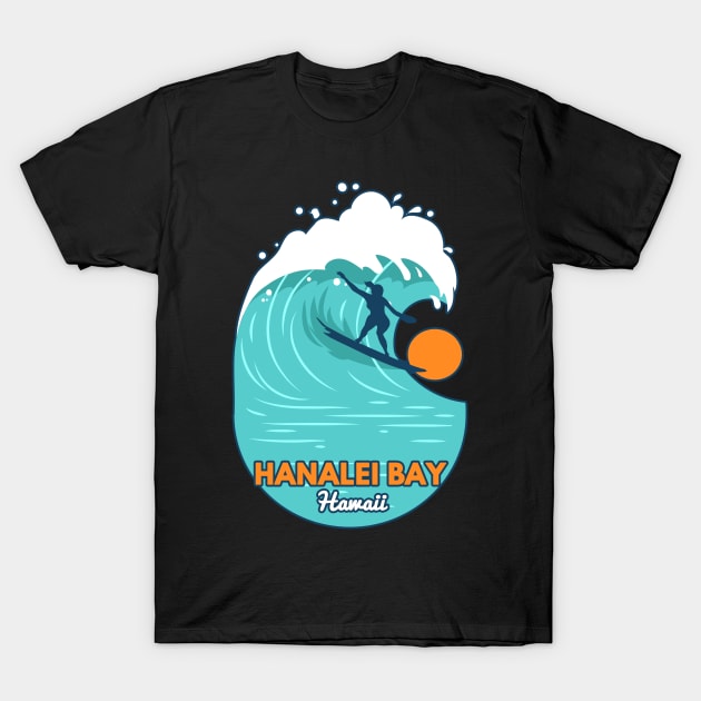 Hanalei Bay Hawaii surf girl T-Shirt by LiquidLine